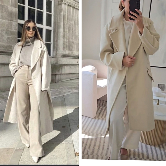 Zara oversized double breasted vanilla cream coat - Picture 2 of 11